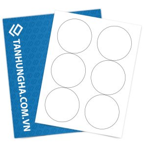 Tem nhãn - Decal trắng hình tròn đường kính 85mm dạng tệp