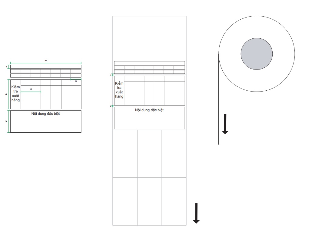 Cuộn decal in tem nhãn kiểm tra xuất hàng 100x285mm