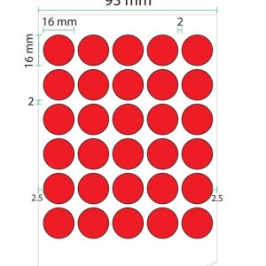 Decal in tem nhãn hình tròn màu đỏ 16mm