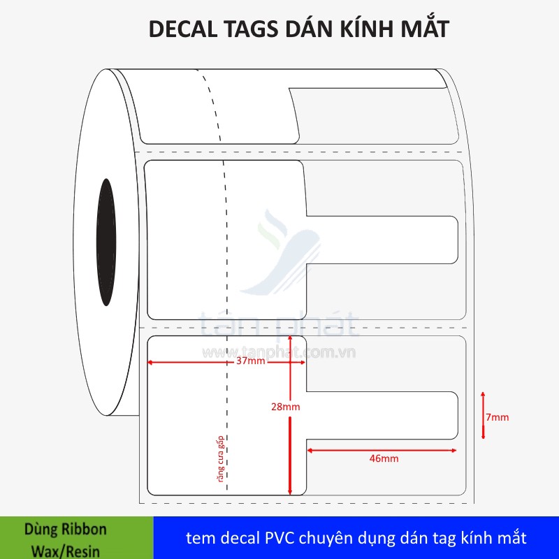 Giấy in tem kính PVC 45x30x50M(15x2+ đuôi 30x7 )