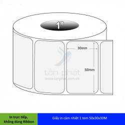 Giấy in cảm nhiệt 1 tem 50x30x30M