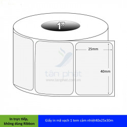 Giấy in mã vạch 1 tem cảm nhiệt40x25x30m