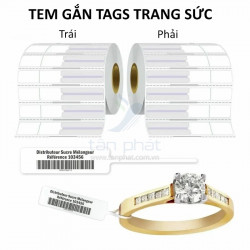 Giấy in tem vàng PVC 1 tem 70x15/2x50M đuôi 30x3