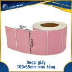 Decal giấy in mã vạch 100x65mm màu hồng