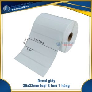 Decal giấy in mã vạch 35x22mm loại 3 tem 1 hàng