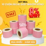 Mua 10 cuộn decal giấy in mã vạch 100x65mm màu hồng giảm 8%